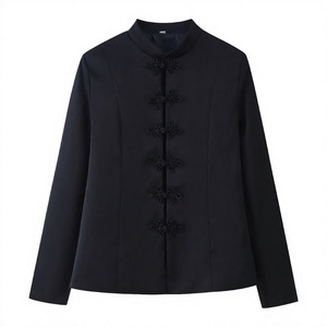 Vêtements pour femmes ZATRHMBM Printemps Automne 2026 Nouvelle mode Veste à col mandarin boutonnée Rétro Manches longues Casual Polyester - Product Image 1