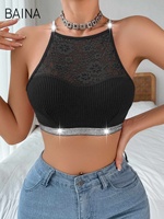 Lady Vest Bra Ribbed Seamless Shiny Heart Ring Floral Sxey Débardeur en dentelle pour femmes Bras