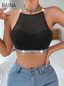 Lady Vest Bra Ribbed Seamless Shiny Heart Ring Floral <strong>Sxey</strong> Women's Lace Tank Top Bras - Product Image 4
