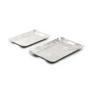 Two Different Size Aluminium Decorative Tray In Silver Color Exclusive Quality Restaurant Serving Platter Tray - Product Image 1