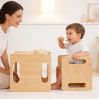 Montessori Holz Moderner Stil Kinder Abstilltisch und Stuhl Set, Geeignet für Kinder im Alter von 1-3 Jahren