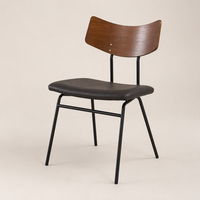 Chaise d'appoint de cuisine avec dossier matelassé et siège rembourré, pieds noirs, blanc crème, chaise de salle à manger moderne pour la maison