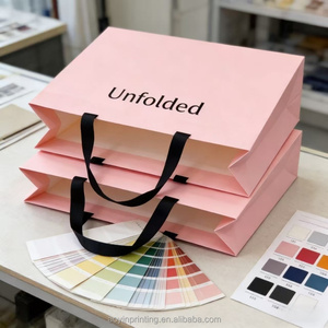 <span class=keywords><strong>Borse</strong></span> per lo Shopping in Carta Artistica Rosa con Logo Personalizzato OEM/ODM, Manico a Nastro, Confezione di Lusso per Abbigliamento, Gioielli e Boutique - Product Image 3