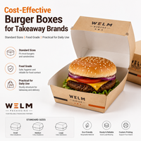 Boîtes à hamburgers en carton ondulé biodégradable et écologique personnalisées, avec revêtement UV, pour la restauration à emporter