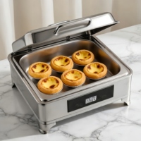 Chauffe-Plats Carré Libre-Service, Plats de Présentation en Acier Inoxydable pour la Restauration, Serveur de Buffet Professionnel pour Fêtes et Restaurants