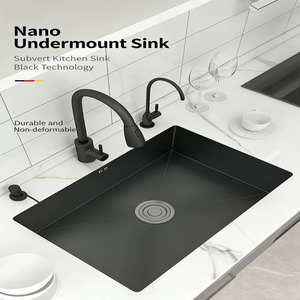 Hot selling handmade stainless steel square embedded nano surface scratch resistant kitchen sink - Product Image 5