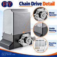 Kit d'ouvre-porte coulissant automatique robuste 370W 800kg à entraînement par chaîne avec chaîne métallique de 6m, télécommande et support de levage
