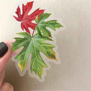 Nhãn dán lá tươi trong suốt Trang trí lá xanh thẩm mỹ Máy tính xách tay, nhãn dán lá chống nước cho trẻ em Quà tặng tiệc tùng - Product Image 4