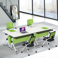 Table de formation pliante avec panneau de discrétion vert et roulettes à frein, plateau blanc, pour salle de formation, vente en gros directe usine