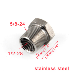 Réducteur fileté femelle 1/2-28 ID vers mâle 5/8-24 OD en acier inoxydable, adaptateur hexagonal usiné CNC pour raccord de tuyauterie <span class=keywords><strong>automobile</strong></span> - Product Image 1