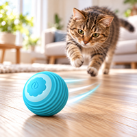 Jouet interactif automatique pour chat en silicone souple rechargeable par USB-C avec lumière LED roulante automatique pour jouer en intérieur
