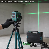 Niveau laser 4D 16 lignes à faisceau vert pour la construction et le carrelage |   Kit télécommande 360° auto-nivelant avec trépied et étui rigide