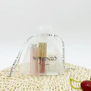 Bolsa de organização para presente, atacado, com logotipo personalizado, bolsa para fita impressa, organza