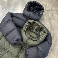 Vestes Bomber à Bulles Légères et Chaudes en Gros, Logo Personnalisé, Nylon Noir, Capuche, Hiver, Rembourrage en Duvet, Vestes Puffer pour Hommes