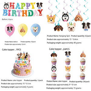 Großhandel Welpen-Party-Set Pappteller Becher Servietten Tischdecke Happy Birthday Banner Tortendekoration Ballon für Haustier-Party-Deko - Product Image 6