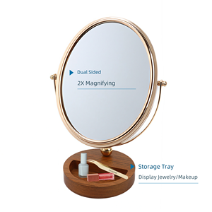 Hiện Đại Chất Lượng Cao Bằng Gỗ Di Chuyển Gương Với Hình Bầu Dục Đứng Rim Thiết Kế Mới Bán Sỉ Giá Lưu Trữ Khay Kim Loại Khung - Product Image 3