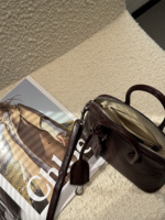 Sac d'épaule en cuir tanné végétal lavé, forme dôme, sac à main coque arquée, sac bowling compact, vente en gros, sourcing