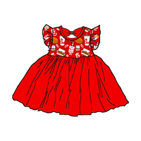 Robe de fête pour bébé fille, en bambou tricoté, imprimée sur mesure, douce, à manches courtes, longueur genou, style tutu, pour l'été