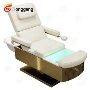 Thaise Luxe King Size Hoofd Voet Gezichtswimper Spa Schoonheidssalon Bed Haar Wassen Elektrische Massagetafel