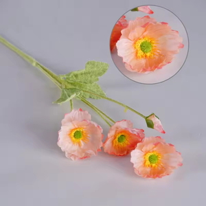 4PCS Fleurs de coquelicot artificielles en soie réalistes faites à la main pour la décoration intérieure Thanksgiving Graduation Centerpiece Table Arrangement - Product Image 3