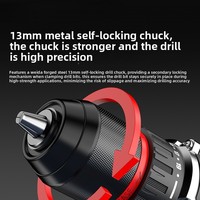 Perceuse à percussion sans fil personnalisable 21V avec batterie au lithium, moteur sans balais 800W, 2 vitesses, mandrin 10mm max, kit d'outils DIY OEM