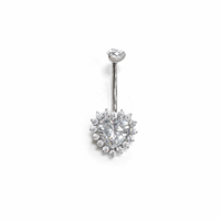 Anneau de nombril en titane ASTM F136 G23 avec cluster de zircone cubique triangulaire, bijou de piercing pour nombril, anneau de nombril à suspension fileté intérieurement