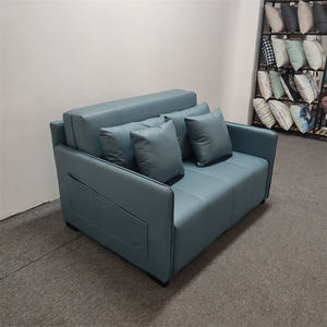 Canapé-lit minimaliste bleu à cadre en bois massif causeuse convertible canapé <span class=keywords><strong>futon</strong></span> - Product Image 2