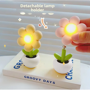 Jinying Linda Lámpara LED de Girasol para Maceta, Luz Nocturna Mini de Flor, Luz Blanca Cálida, Decoración de Escritorio y Mesita de Noche, Regalo para el Hogar y la Habitación - Product Image 3