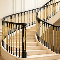 LD-Metal Modern  Balustres et meneaux ronds en fer forgé, laiton doré et noir, style français, 5/8 po, pour la décoration d'escaliers