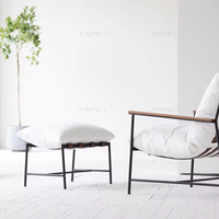 Meubles de salon en tissu d'acier simple scandinave coussin blanc chaise longue pouf d'hôtel