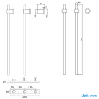 Toallero Eléctrico Vertical Negro Mate de 80.5x2.2cm con 2 Toalleros Redondos, Montado en Pared, de Acero Inoxidable 304, Calentador de Toallas Eléctrico Oculto