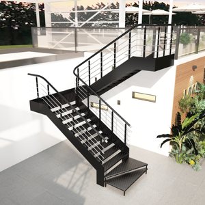 Escalera Metálica Recta para Exteriores Personalizada Yusituo con Estructura de Vidrio y Hierro Forjado para Instalación en Viviendas y Villas - Product Image 3
