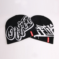 Chapeau d'hiver de luxe pour homme, en tricot jacquard, avec logo personnalisé, étiquette tissée rouge, style streetwear Y2K, graphisme graffiti, haute qualité