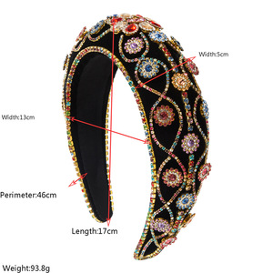 Accesorios de Pelo de Novia de Cristal de Lujo Coreanos para Mujer, Diadema de Terciopelo Floral Barroco con Pedrería - Product Image 2