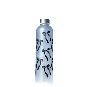 2026 New Cross-Border 1000ml Plastic Water <b>Bottle</b> Fresh Style for Female Students Frosted Bow-Knot Flower Pattern Environmental - Product Image 5