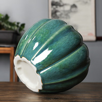 Vase Citrouille Monochromatique Style Minimaliste Luxe Léger, Ornement Pomme Verte, Décoration Moderne, Glacure Colorée Créative, Nouveau Style Chinois