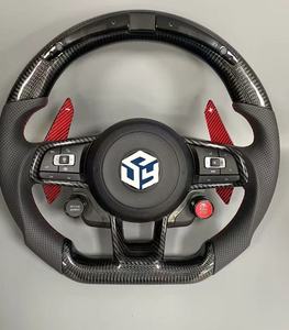 Avec Piano Black Trim R <span class=keywords><strong>Line</strong></span> Demi-volant en cuir en fibre de carbone pour VW Volkswagen Golf R 5 6 7 MK5 MK6 MK7 Gti Passat CC - Product Image 4