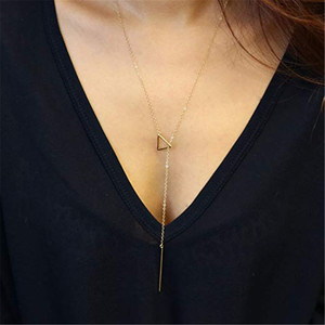 Collar con colgante de palo de acero inoxidable simple, collar de cadena larga geométrica creativa para mi hija - Product Image 6