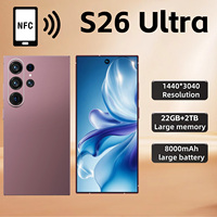 Téléphone portable S26 Ultra 5G, écran HD de 6,9 pouces, 22 Go + 2 To de stockage, batterie de 8000 mAh, NFC, déverrouillage facial, double SIM, smartphone Android