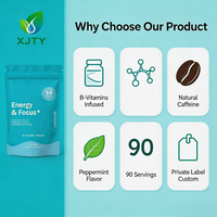 Comprimés XJTY Nature Peppermint Candy, caféine naturelle, L-théanine, vitamines B, complexe 3-en-1, 1800 mg, relaxation musculaire adulte, immunité