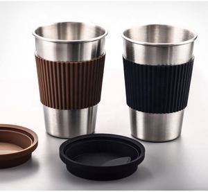 Custom Single 304 Stainless Steel 300ml Camping Coffee <b>Cup</b> with Silicone Sleeve <b>and</b> <b>Lid</b> - Product Image 2