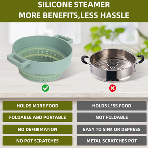Colador de Cocina de Silicona Retráctil, Apto para Lavavajillas, Libre de BPA, <span class=keywords><strong>Vaporera</strong></span> de Silicona Plegable con Asas - Product Image 4