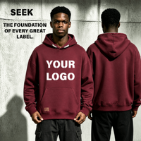 Sudadera con Capucha de Felpa Terry de 450 GSM Marca SEEK para Hombre, con Logotipo Personalizado Bordado, Estilo Urbano, Talla Grande, Proveedor Mayorista