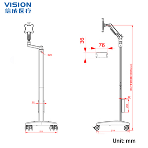Xe đẩy thiết bị y tế bằng hợp kim nhôm hiện đại có thể điều chỉnh độ cao, xe đẩy bệnh viện, trạm làm việc di động cho bệnh viện - Product Image 5