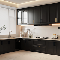 Ensembles complets d'armoires de cuisine, beige crème, unités murales supérieures et inférieures, armoire moderne en bois, meubles de cuisine pour la maison, l'appartement, la salle à manger