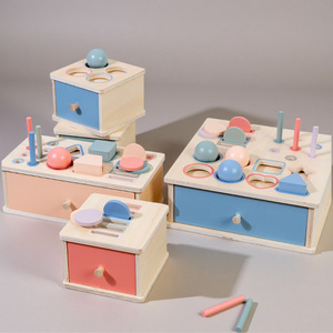 Bloques de madera transfronterizos para reconocer colores y formas, juguetes educativos Montessori, caja de clasificación de monedas, edades 3-6 - Product Image 1