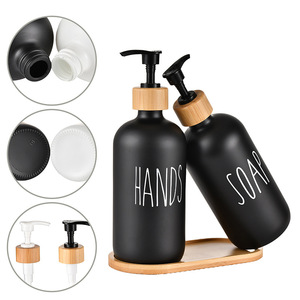 Vente chaude : 2 bouteilles en verre Boston de 16 oz (500 ml) avec pompe, dans une boîte, pour lotion, savon liquide, gel douche, <span class=keywords><strong>shampoing</strong></span> - Product Image 3