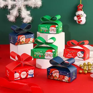 圣诞糖果盒创意蝴蝶结包装盒可套装圣诞礼品烘焙小纸盒