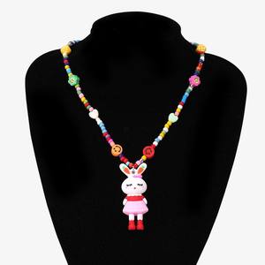 Cartoon Seed Bead Necklace Stainless Steel Clavicle Chain <b>Rainbow</b> Monster Pendant Fashion Jewelry - Product Image 4