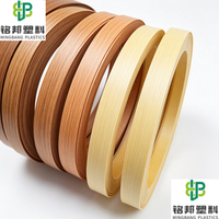 Bande de chant PVC personnalisée populaire, résistante à l'usure et à l'humidité, à motif grain de bois, directement de l'usine pour la production de meubles en bois